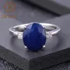 Cluster Rings Gem's Ballet 925 Sterling Silver Simple For Women Wedding 4.78ct Oval Natural Blue Sapphire Gemstone Ring Fine Jewelryclus