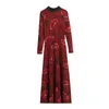 Sukienki zwyczajowe sukienki plus size 2022 Modna aksamit zagęszczony O-Neck z długim rękawem Ceremonia Kobiety
