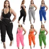 2023 Kvinnor plus storlekar Tracksuits Designer Sport Two Piece Pants Set Sexig Deep V Neck Vest and Bandage Sweatpants Casual Outfits S-5XL