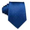 Bow Ties Navy Blue White Plaid Silk Wedding Tie For Men Handky Cufflink Gift Necktie Set Fashion Design Business Party DropshipHi-TieBow Bow