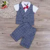 Nieuwe Peuter Baby Boy Bruiloft Formele Pak Bowtie Gentleman Tops + Pants Outfit Set 0-4Y AA220316