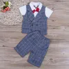 Yeni yürümeye başlayan bebek bebek düğün resmi takım elbise bowtie beyefendi topspants kıyafeti seti 04y AA2203164862788