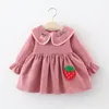 Girl's Dresses Spring Fall Toddler Korean Cartoon Cute Strawberry Doll Collar Baby Dress Born Clothes Little Girls Clothing BC2086Girl's