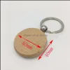 Keychains Fashion Accessories Blank Wood Key Chain Holders Round Square Rec Form Personlig EDC Wood Diy Craft KE DHO2T