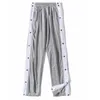 Sports Trousers Men s Basketball Training Full opening Button down Pants Loose Plus Size Side opening Men 220720