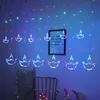 LED Star Moon Lampe Candle Snowflake Fairy rideau de cordes Garland Garland Christmas lampe pour la chambre à la maison Décor de fenêtre de fête de mariage