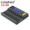 LiitoKala lii-S8 Caricabatterie Li-ion 3.7V NiMH 1.2V Li-FePO4 3.2V IMR 3.8V Caricabatterie per 18650 26650 21700 26700 AAA