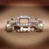 Fashion Silver Color Chain Ring with Bling Zircon Stone Rings for Women Wedding Engagement Hot Rhinestone Rings Jewelry