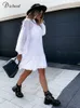 DICLOUD Elegant Black Dot Party Dress Women Petticoat Long Sleeve Ruffle Ladies Mini Day Female White Wedding Clothes 220418
