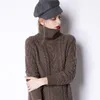 Bareskiy Cashmere Seater Women's New High-Necked Cashmere Seater Long Wool Knit Bottoming Shuteルースソリッドワイルドセーター210203