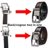 Belts Men's Genuine Leather Reversible Belt Rotated Buckle Two In One Big And TallBelts