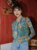 CHEERART Fall Women Mesh Dragon Print Shirt Long Sleeve Top Button Up See Through Top Fashion Designer Clothing 220527