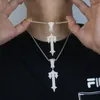 Цепи Хип-Хоп Полный Проложенный Iced Out Bling 5A Цирконий Буквы Подвески Cz Крест Меч Кулон Ожерелье Для Мужчин Мальчик Рок Ювелирные ИзделияC238P