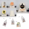 Halloween Candy Bag Party Portable DrawString Pocket Bat Letter Print Tygväskor Canvas Tecknad trick eller behandla barn avslappnad gåva säck 0815