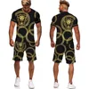 Sommer Golden Lion Bedrucktes T-Shirt/Shorts/Anzug Herren Casual Grafik O-Ausschnitt Tops + Hosen Set Männlich Hip Hop Kurzarm Trainingsanzug Y220516