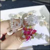 With Side Stones Rings Jewelry Rhinestone Luxury Big Flower Gold Sier Ring Women High Quality Lucky Stone Nice Fashion Mixed Different Style