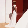 Autres robes de mariée Boho A-ligne Jersey balayage train blanc ivoire robe sans manches 2022 haute qualité col en V dentelle dos nu robes de mariéeAutre