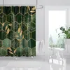 Marble Shower Curtain Polyester Waterproof Fabric Shower Curtains Golden Leaves Pattern Printed Bath Screen Decor Home Bathroom 220517