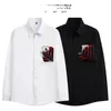 2021Luxurys Designers Dress Shirt Menswear Fashion Society Black Men Solid Color Business Casual Mens Manga larga M-3XL # 08