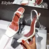 Sandaler White Yellow PVC Jelly Crystal Open Toe Perspex Spike High Heels Transparenta klack tofflor 9cm Pumpar 220232