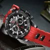 MINI FOCUS Outdoor Multifunction Luminous Dial Quartz Mens Watches Watch Silicone Band Wristwatches With Working Subdials Multicolor