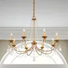 Pendant Lamps American Retro Wrought Iron Crystal Chandelier Simple Bedroom Living Room Princess Villa Duplex Building Stairs