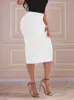 فستان ثنائي النساء أبيض أبيض لبدلة العمل السترة مجموعات eLagant 6 أزرار سترة السترة طول التنانير