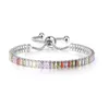 Bracelet coloré réglable en Zircon cubique plaqué or Rose pour femmes filles arc-en-ciel fête d'anniversaire bijoux de mariage cadeau