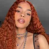 28 30 Inch Ginger Orange Curly Lace Front Brazilian Human Hair Wigs For Black Women Loose Deep Wave Synthetic Frontal Closure Wig