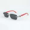 XL Diamond Sunglasses 3524012 with Red Natural Wooden Arm and 56mm Lens 3.0 Thickness