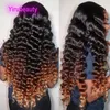 Brazilian Human Hair 13X4 Lace Front Wig 1B/4/30 Ombre Three Tone Color Peruvian Malaysian Indian Loose Deep 150% 180% 210% Density