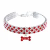 Collari con strass intarsiati per cani con ciondolo in osso Cani regolabili Cucciolo Collana con strass in cristallo Collare per gioielli per animali domestici BH7300 TQQ