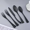 Flatware Sets Durtens Cutlery Set Matte Kitchen Dinnerware Stainless Steel Steak Knives Fork Coffee Spoon Drop 7/28pcs BlackFlatware