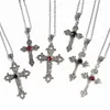 Pendant Necklaces Goth Large Detail Cross Black Red Drill Silver Necklace For Women Punk Fashion Charm Jewelry Statement GiftPendant