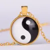 China Tai Chi Pendant Gossip Graph Necklace Yin Yang Silver Bronze Time Gemstone Glass Cabochon Necklaces Women Men Fashion Jewelry