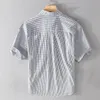 Camisas casuales para hombres estilo Italia diseñador de manga corta camisa a cuadros de algodón a cuadros tendencia de la marca top homhe homme drop-shipmen '
