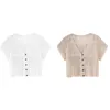 Women's Knits & Tees Women's Hollow Out Crochet Lace Open Front Cardigan Sexy V-Neck Short Sleeve T-Shirt Summer Crop Top OutwearWomen's