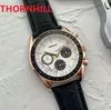 Premium Crime Relojes para hombre de cuarzo Cronómetro 43 mm Moda Seis puntadas Regalos de diseñador Esferas pequeñas que funcionan Reloj de pulsera de cuero de acero inoxidable fino 2022 Montre de Luxe