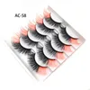 5 Pairs New faux Eyelashes colored lashes pink blue lashes Color Messy False Fluffy Colorful with buttery