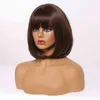 EASIHAIR rouge brun Bob perruques synthétiques courtes pour les femmes résistant à la chaleur haute température fibre Cosplay perruque cheveux naturels 220525