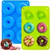 Silicone Donut Pan 6-cavidade Donuts Mold Molde de Bolo De Biscoito Biscoitos Bagels Bagels Pastelaria De Pastelaria Ferramentas