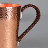 Mugs Handcrafted Pure Copper Beer Milk Mug Weave Handle Thickened Water Moscow Mule 400 Ml Cup Dessert Cafe Drinkware Couple GiftsMugs