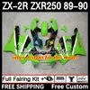 Kit de cuerpo completo para KAWASAKI NINJA ZX 2R 2 R R250 ZXR 250 ZX2R ZXR250 1989 1990 Carrocería 8DH.20 ZX-2R ZXR-250 89-98 ZX-R250 ZX2 R 89 90 Carenado de motocicleta rojo negro