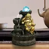 Oggetti decorativi Figurine Suono dell'acqua Rilassamento Fontana da tavolo Statua del Buddha Zen Ricchezza Desktop con luce a led e ba