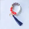 Bracelet de perles en Silicone de qualité alimentaire, porte-clés en velours coréen fait à la main pour femme, multicolore en option, vente en gros transfrontalier