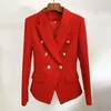 Real Red Women Blazers Formal Female Jacket Classic Gold Double Breasted Button White Black Blazer Women High Quality 220402
