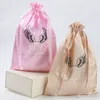 Sac-cadeau en soie rose beige 7x9cm 8x10cm 9x12cm 10x15cm Pack de 100 Fête Candy Favor Favor Sac Personnalisé Bijoux Logo Pochettes