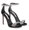 Fashion New Season Shoes Aquazzuras Love Link Crystal-embellished Sandals Chain Wedding Party Black