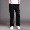 Casual Cargo Men Pants 95% Bomull Multipla fickor Mannbyxor Löst plus storlek överdimensionering varumärke Spring Autumn Style