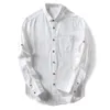 Hommes Robe Chemises Hommes Coton Lin Casual Slim Blanc À Manches Longues Marque Vêtements Plus La Taille S-3XL Chemise Homme Hommes